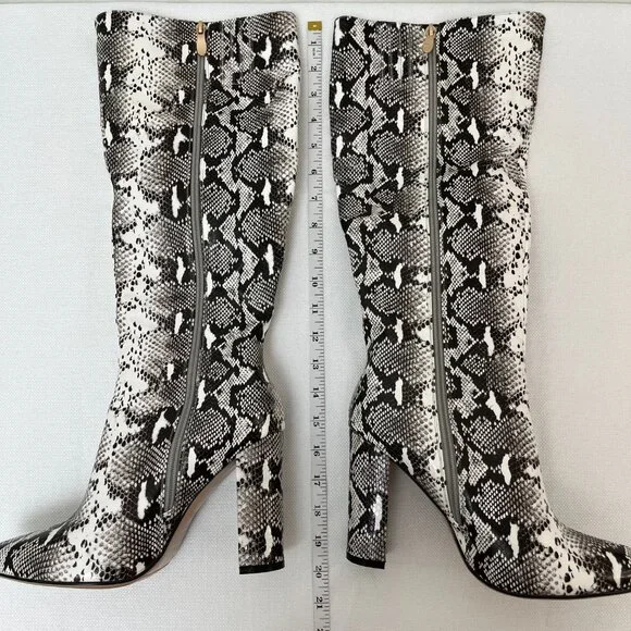 WetKiss PU Faux Snakeskin Pointed Toe Chunky Heel Side Zip Knee High Boot 9.5 - Picture 12 of 12